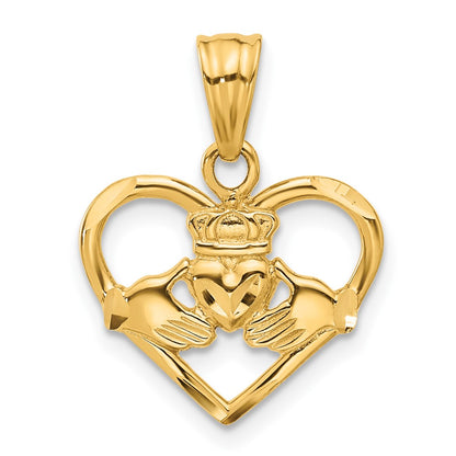 14k Yellow Gold Claddagh Charm
