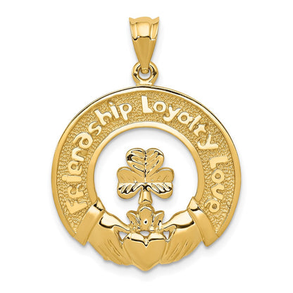 14k Yellow Gold Claddagh Leaf Charm