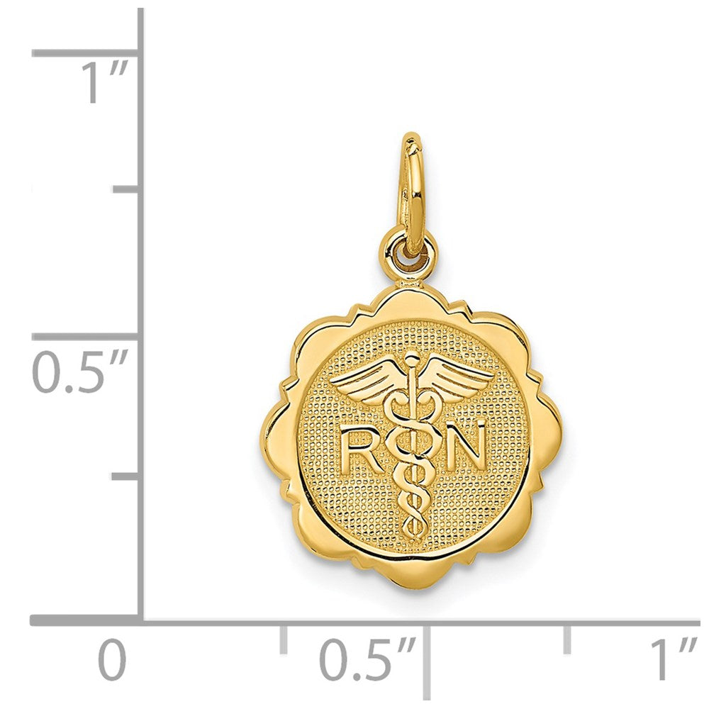 14k Yellow Gold RN Registered Nurse Disc Charm
