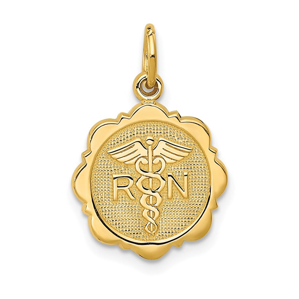 14k Yellow Gold RN Registered Nurse Disc Charm