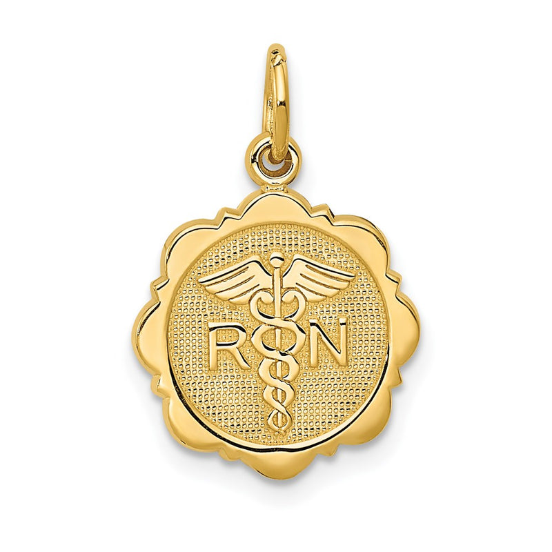 14k Yellow Gold RN Registered Nurse Disc Charm
