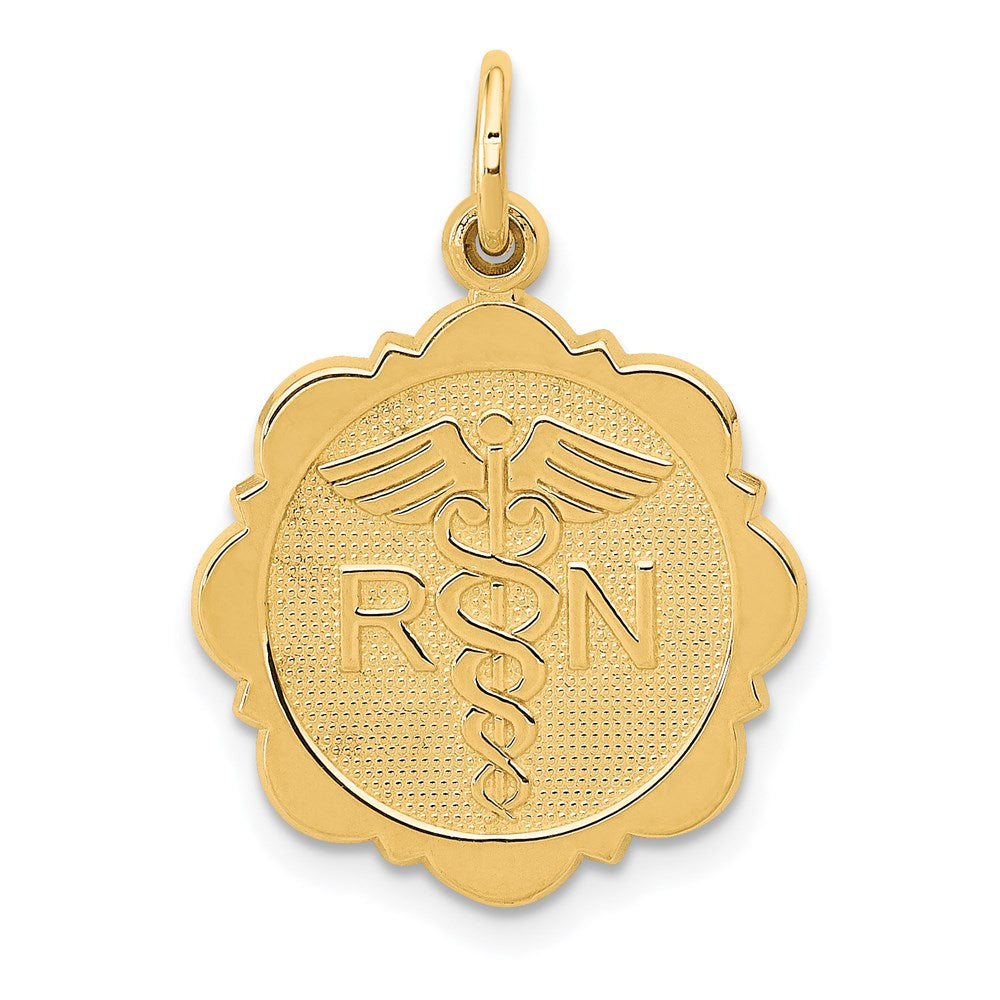 14k Yellow Gold RN Registered Nurse Disc Charm