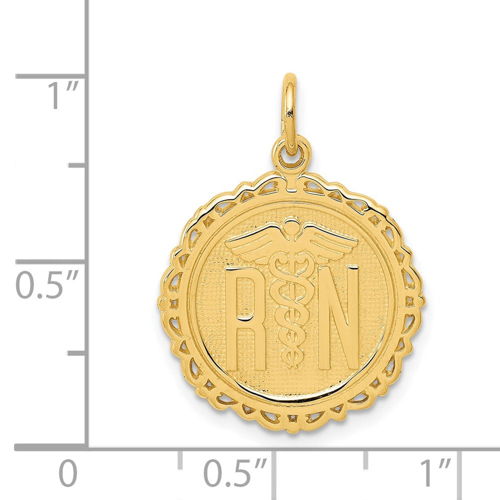 14k Yellow Gold RN Registered Nurse Disc Charm