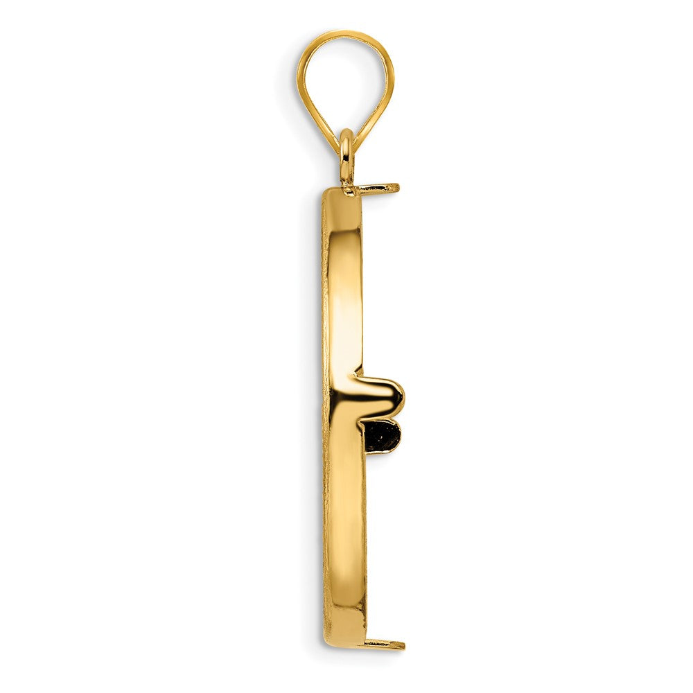 Wideband Distinguished Coin Jewelry 14k Yellow Goldy Diamond-cut Prong 27.0mm Coin Bezel Pendant