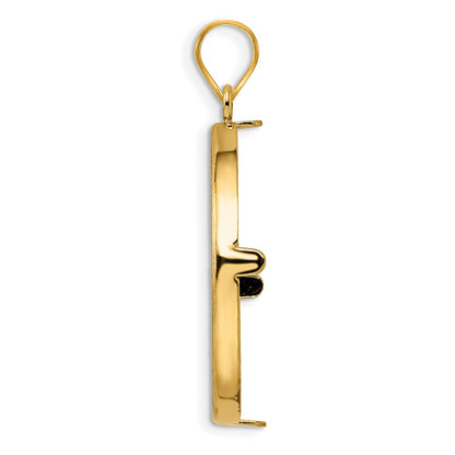 Wideband Distinguished Coin Jewelry 14k Yellow Goldy Diamond-cut Prong 27.0mm Coin Bezel Pendant