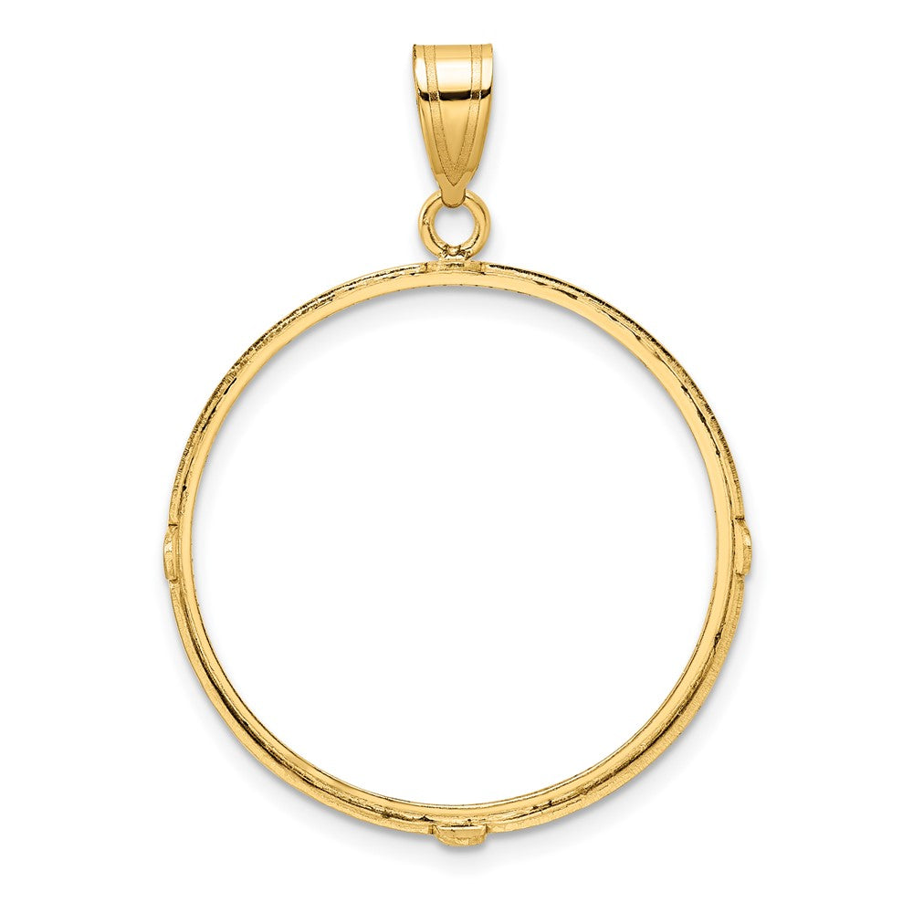 Wideband Distinguished Coin Jewelry 14k Yellow Goldy Diamond-cut Prong 27.0mm Coin Bezel Pendant