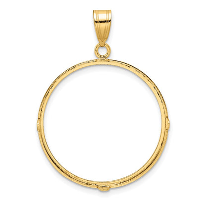 Wideband Distinguished Coin Jewelry 14k Yellow Goldy Diamond-cut Prong 27.0mm Coin Bezel Pendant