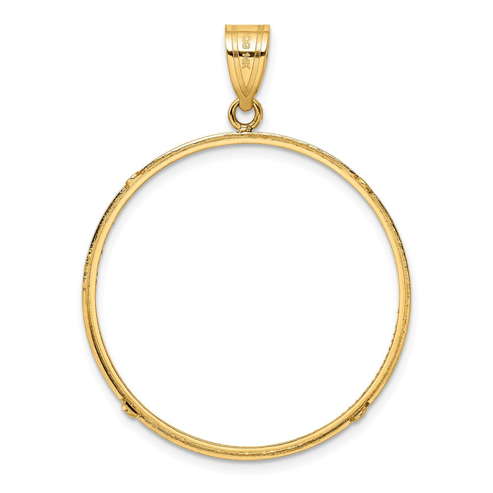 Wideband Distinguished Coin Jewelry 14k Yellow Goldy Diamond-cut Prong 32.0mm Coin Bezel Pendant