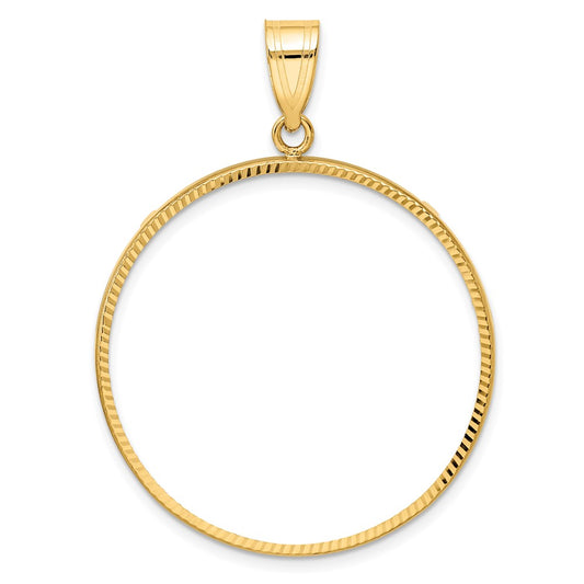 Wideband Distinguished Coin Jewelry 14k Yellow Goldy Diamond-cut Prong 32.0mm Coin Bezel Pendant