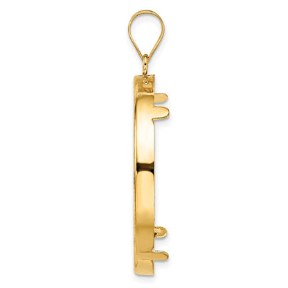 Wideband Distinguished Coin Jewelry 14k Yellow Goldy Diamond-cut Prong 32.7mm Coin Bezel Pendant