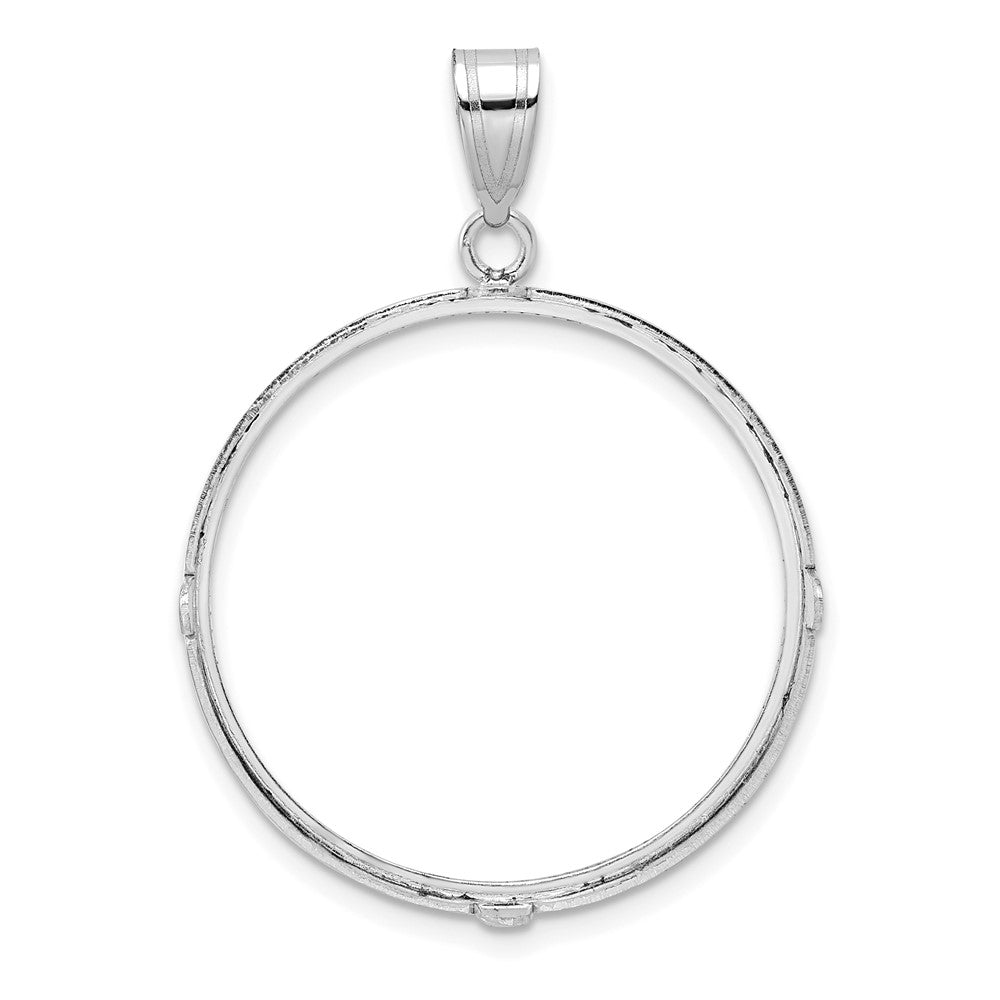 Wideband Distinguished Coin Jewelry 14k White Goldw Diamond-cut Prong 27.0mm Coin Bezel Pendant