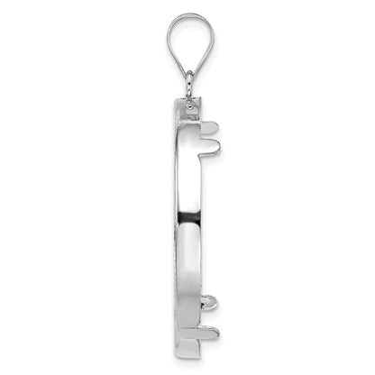 Wideband Distinguished Coin Jewelry 14k White Goldw Diamond-cut Prong 32.7mm Coin Bezel Pendant