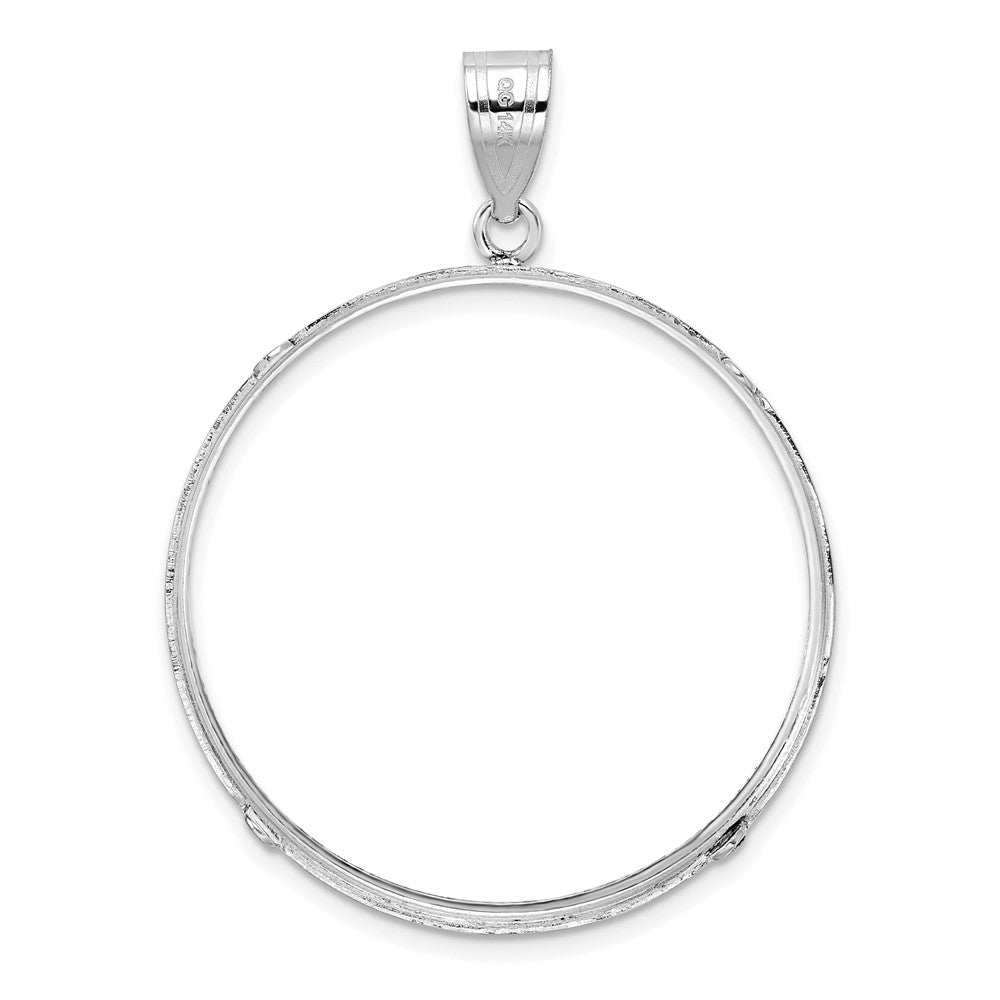 Wideband Distinguished Coin Jewelry 14k White Goldw Diamond-cut Prong 32.7mm Coin Bezel Pendant