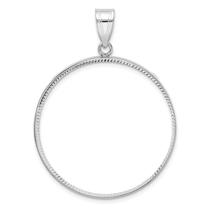 Wideband Distinguished Coin Jewelry 14k White Goldw Diamond-cut Prong 32.7mm Coin Bezel Pendant