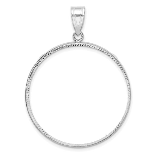 Wideband Distinguished Coin Jewelry 14k White Goldw Diamond-cut Prong 32.7mm Coin Bezel Pendant