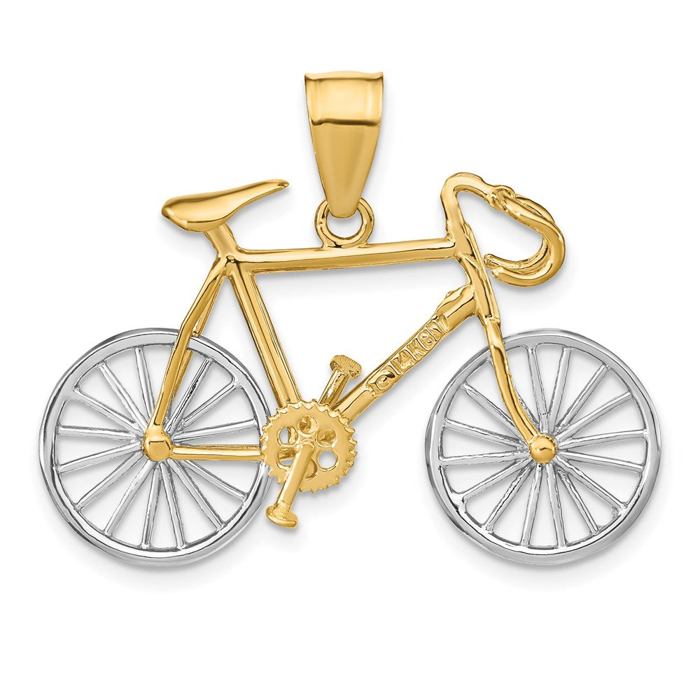 14k Two-tone Gold Large Two-tone Gold 3-D Bicycle Pendant