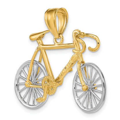 14k Two-tone Gold Large Two-tone Gold 3-D Bicycle Pendant