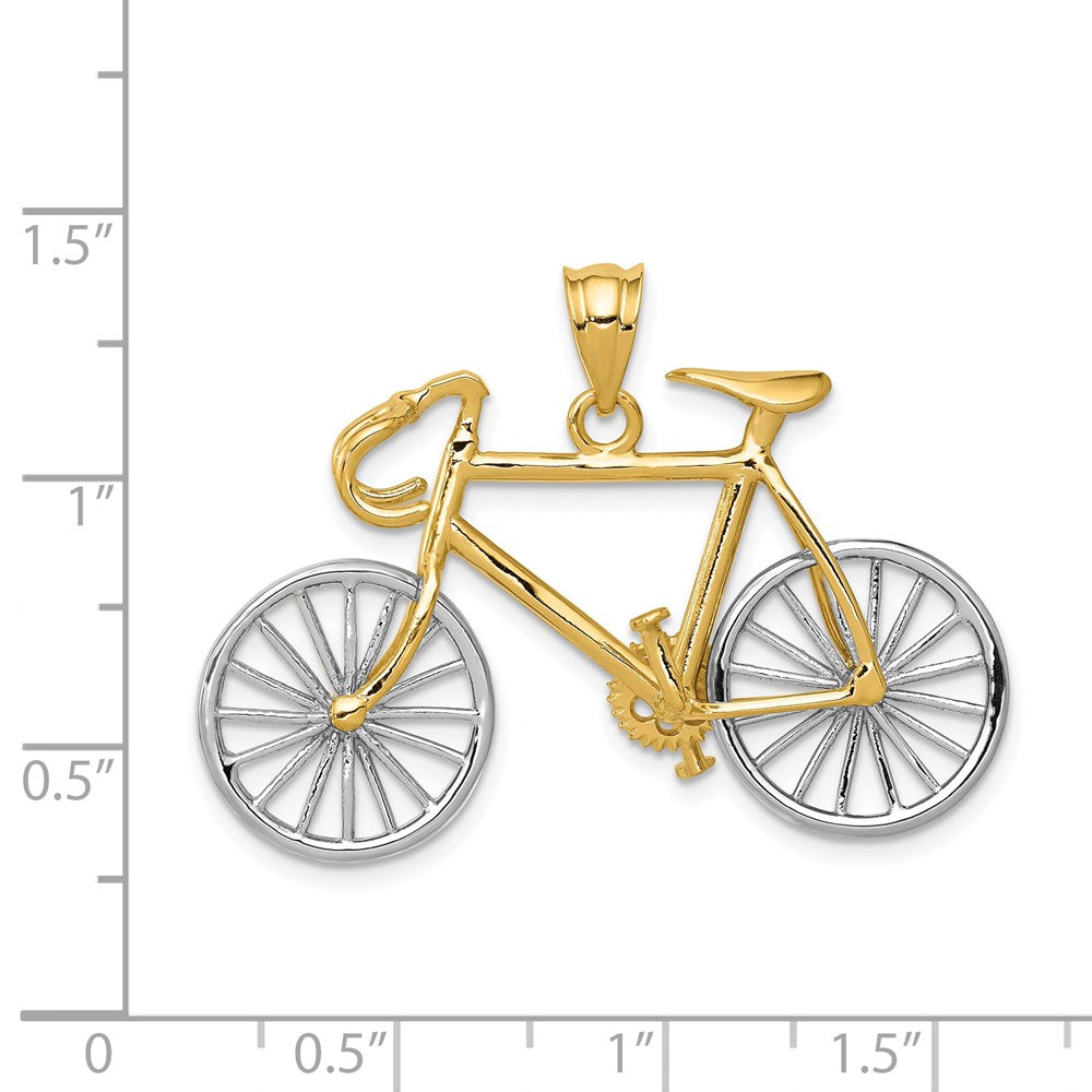 14k Two-tone Gold Large Two-tone Gold 3-D Bicycle Pendant