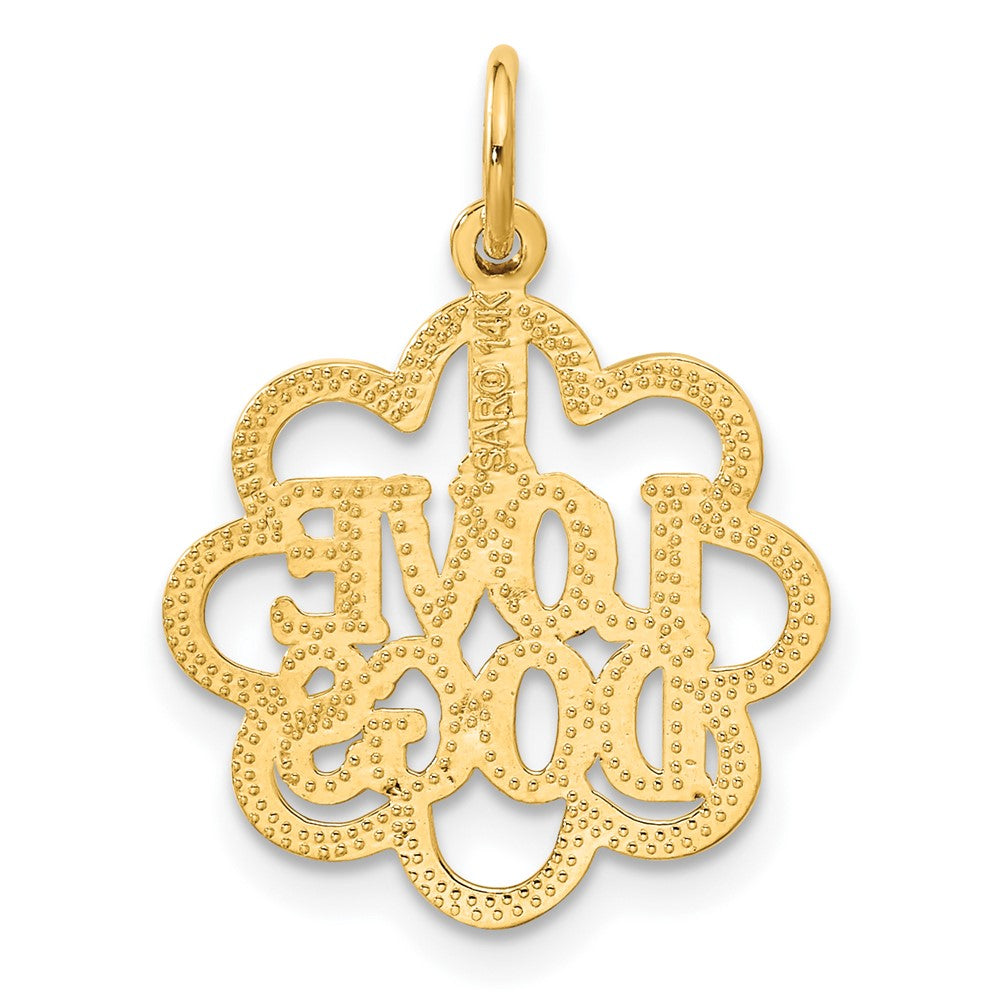 14k Yellow Gold I LOVE DOGS Charm