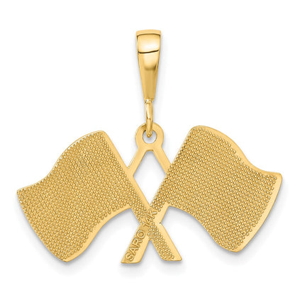14k Yellow Gold Racing Flags Pendant