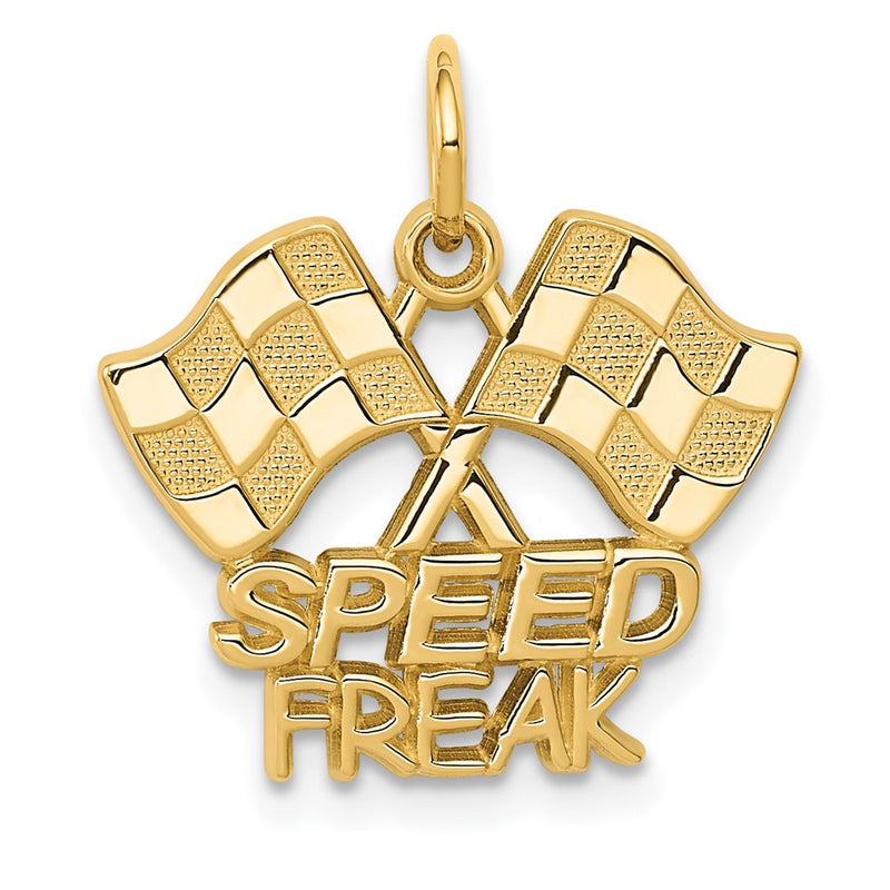 14k Yellow Gold Racing Flags SPEED FREAK Charm