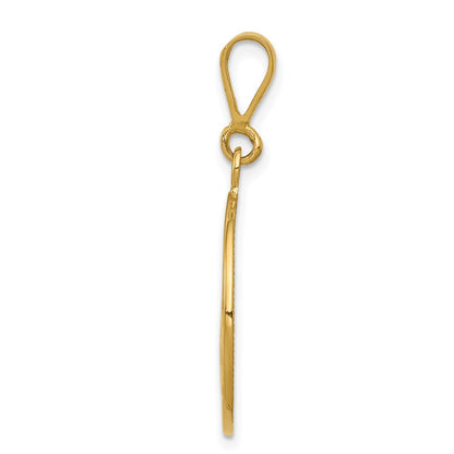 14k Yellow Gold Polished and Satin Angel Pendant