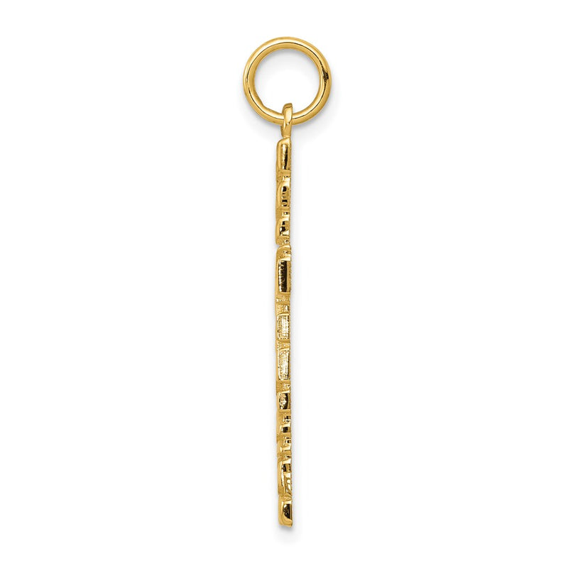 14k Yellow Gold Nugget Style Cross Pendant