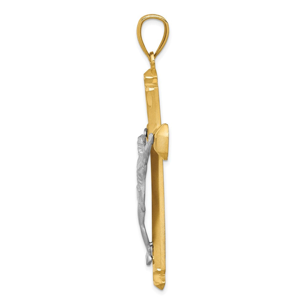 14k Two-tone Gold Satin Two-tone Gold Crucifix Pendant