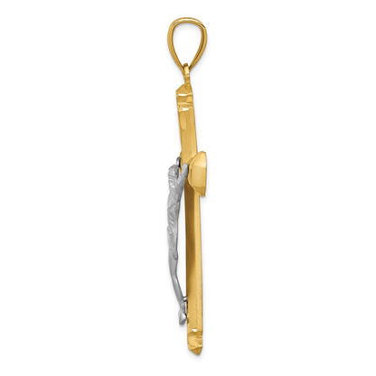 14k Two-tone Gold Satin Two-tone Gold Crucifix Pendant