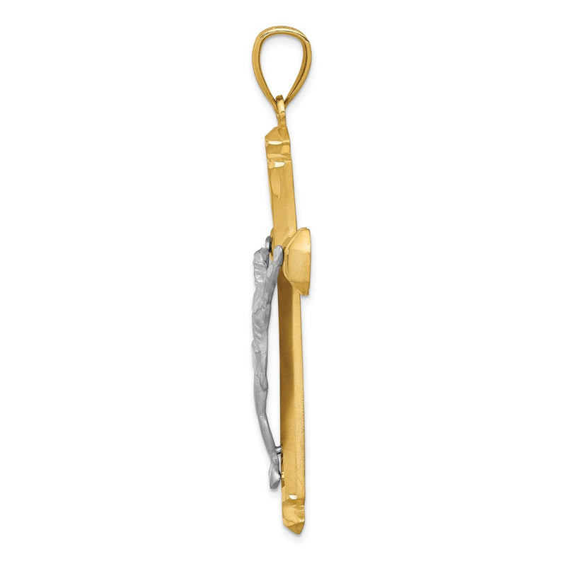 14k Two-tone Gold Satin Two-tone Gold Crucifix Pendant
