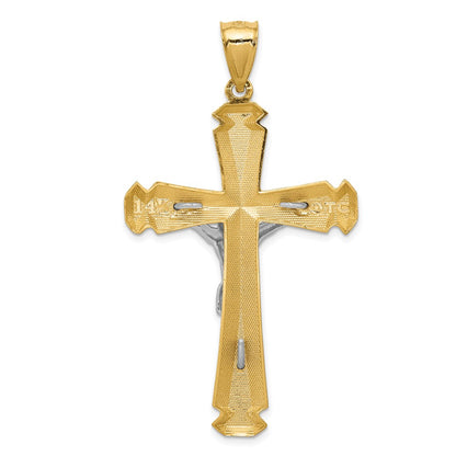 14k Two-tone Gold Satin Two-tone Gold Crucifix Pendant