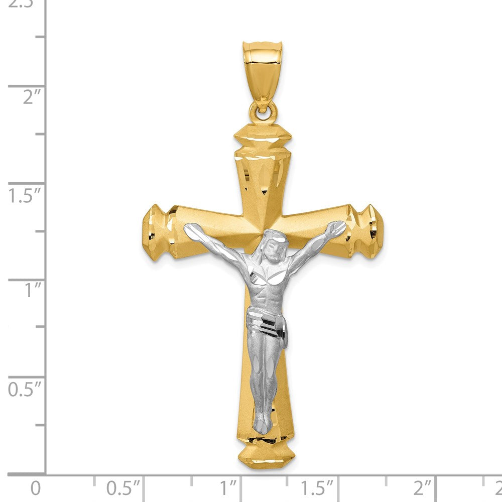 14k Two-tone Gold Satin Two-tone Gold Crucifix Pendant