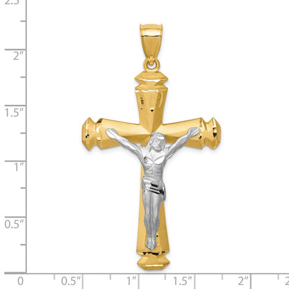 14k Two-tone Gold Satin Two-tone Gold Crucifix Pendant