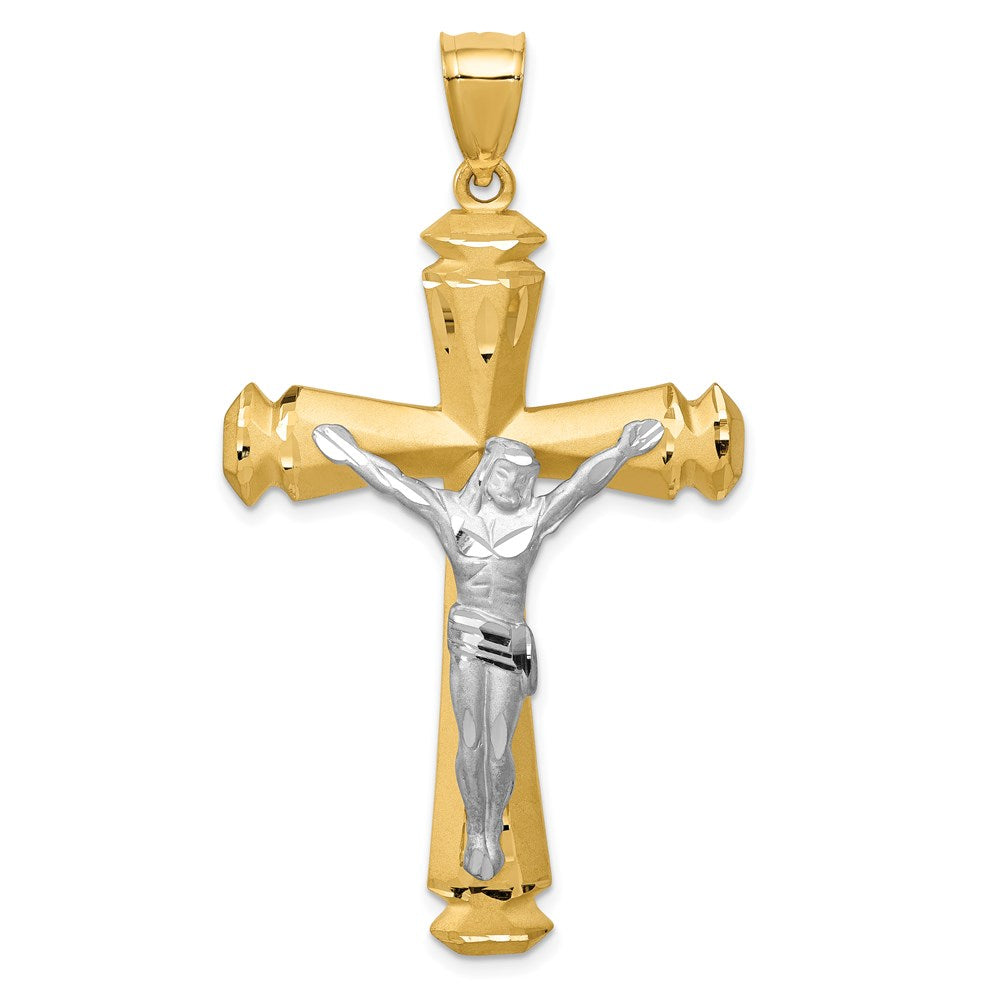14k Two-tone Gold Satin Two-tone Gold Crucifix Pendant