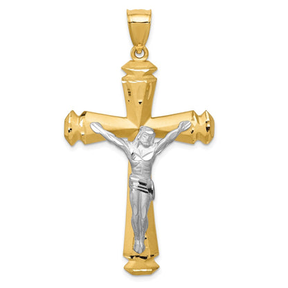 14k Two-tone Gold Satin Two-tone Gold Crucifix Pendant
