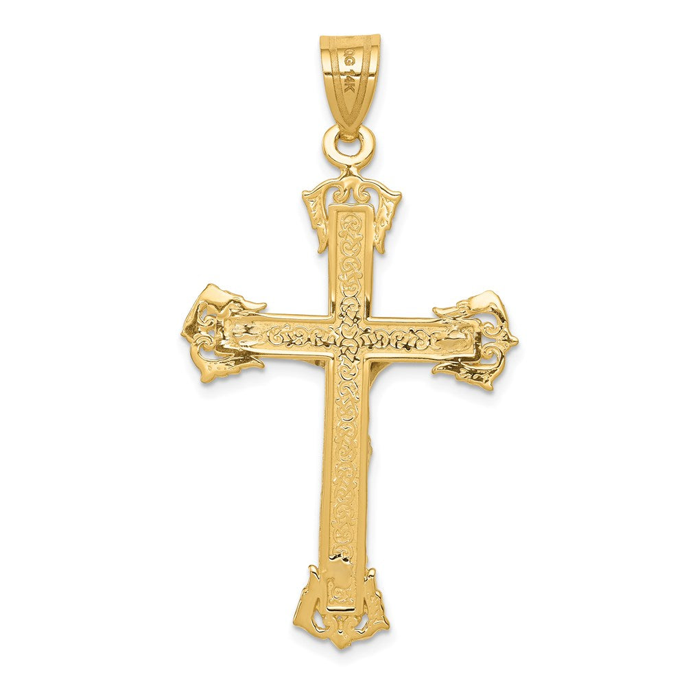 14k Two-tone Gold Diamond-cut Crucifix Pendant