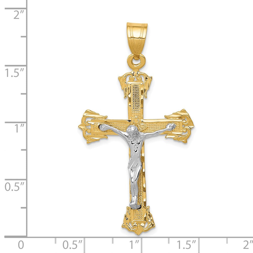 14k Two-tone Gold Diamond-cut Crucifix Pendant