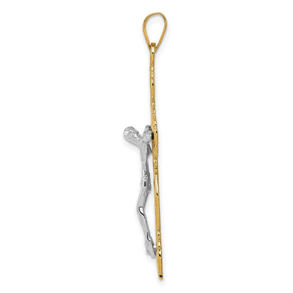 14k Two-tone Gold Diamond-cut Crucifix Pendant