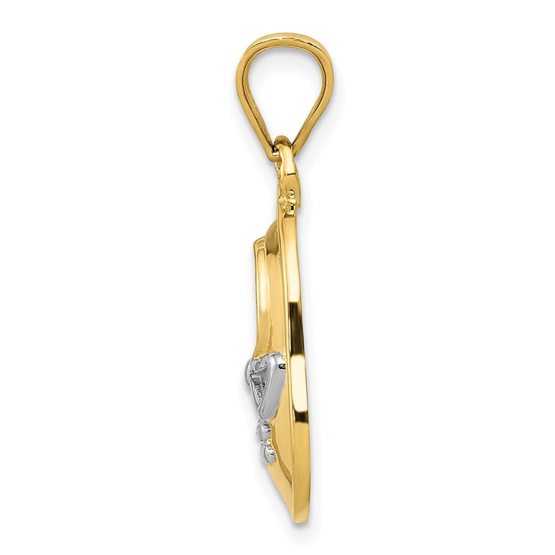 14k Yellow & Rhodium Gold w/ White Rhodium Baby Boy's Shoe Pendant