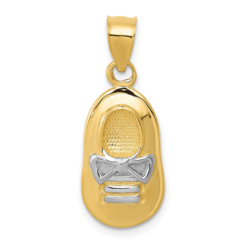 14k Yellow & Rhodium Gold w/ White Rhodium Baby Boy's Shoe Pendant