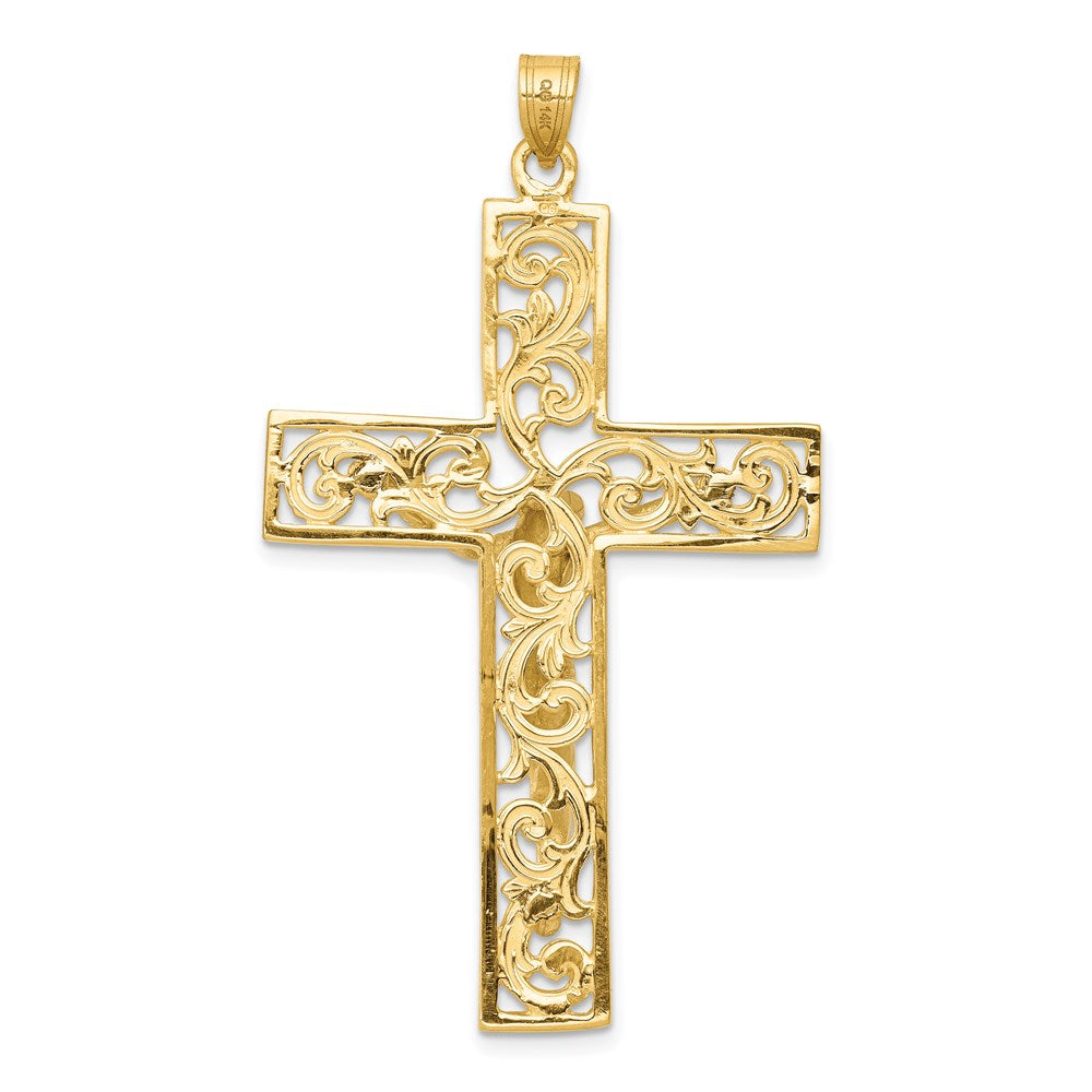 14k Two-tone Gold Diamond-cut Crucifix Pendant