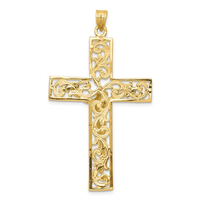 14k Two-tone Gold Diamond-cut Crucifix Pendant