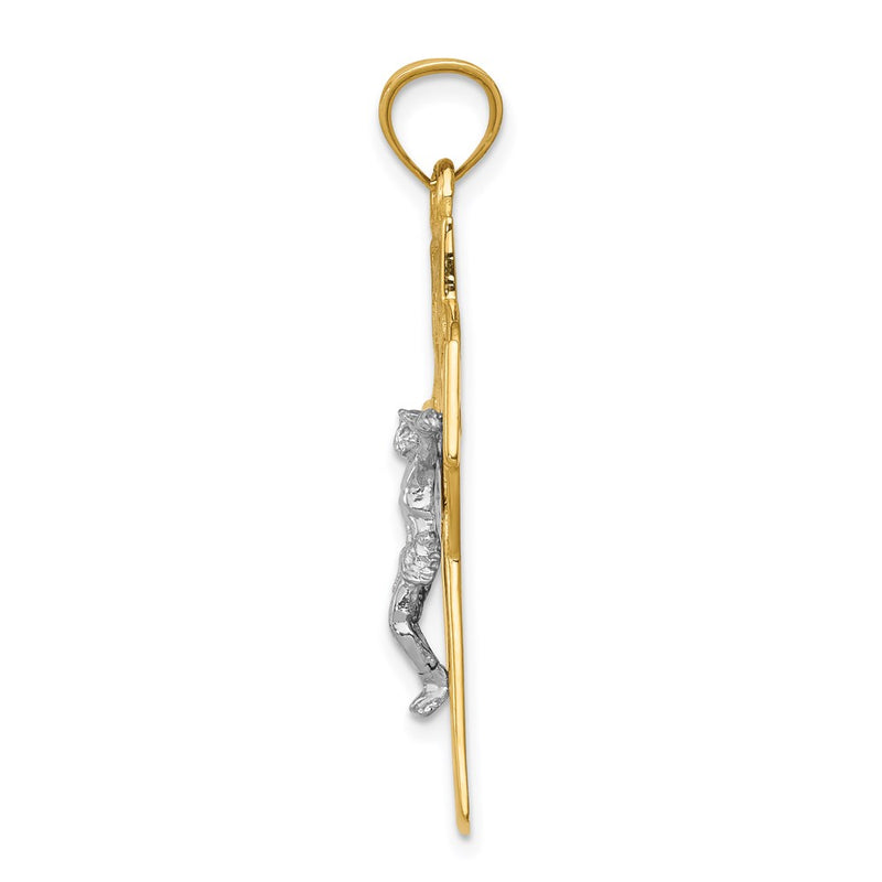14k Two-tone Gold INRI Celtic Crucifix Pendant