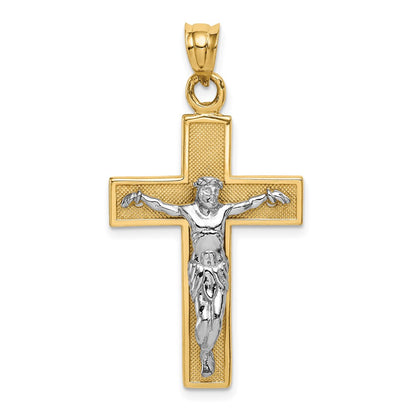 14k Two-tone Gold Crucifix Pendant