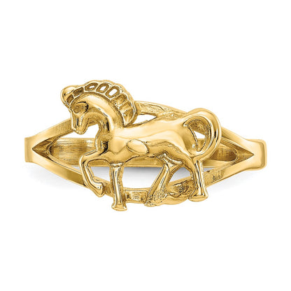 14K Yellow Gold Polished Horse Ring