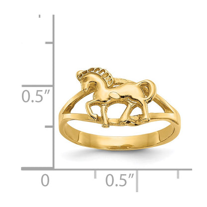 14K Yellow Gold Polished Horse Ring