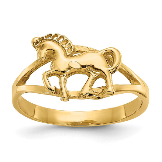 14K Yellow Gold Polished Horse Ring