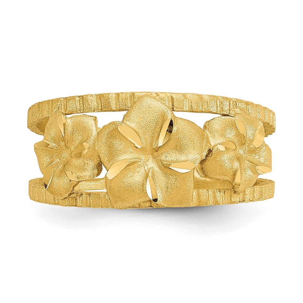 14k Yellow Gold D/C Plumeria Toe Ring
