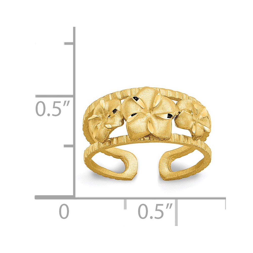 14k Yellow Gold D/C Plumeria Toe Ring