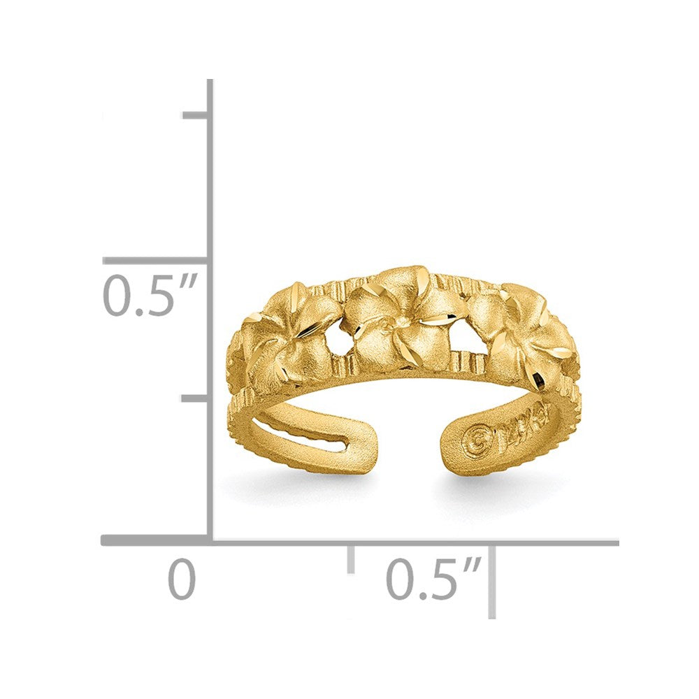 14k Yellow Gold Plumeria Toe Ring